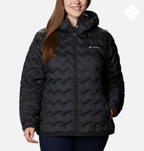 Jachete Din Puf Columbia Delta Ridge Cu Glugă Dama Negrii | Plus Size IY90QSZ1A